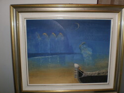 Garabuczy Ágnes1936-2020 festőművész, ﻿ Kerettel,55cm.x65 cm.olaj