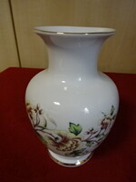 Hollóházi porcelán, sárga virágos váza, magassága 15 cm. Jókai
