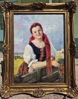 Geiger Richárd / Lány virággal