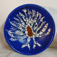 Ritka, jelzett retro stúdiókerámia fali tál – Honti E. 1967 (23 cm)