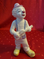 Német porcelán figura, gitáros zenebohóc, magassága 25 cm. Vanneki!