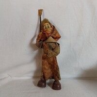 Antik német banyababa – 22 cm-es retro boszorkány figura seprűvel