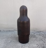 Különleges, bőrborítású utazó parfümös / patikaüveg csiszolt dugóval.