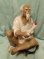 A Megvilágosító. Hindu bölcs kézi festésű porcelán szobra  kb. 18 cm