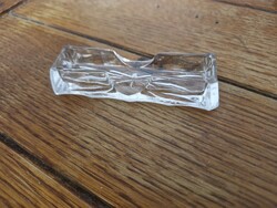 Régi préselt üveg késbak / evőeszköz-tartó – vintage asztali kiegészítő, 9 cm