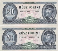 20 Forint 2 db Sorszámkövető  1980   A képen látható Szép  Új  állapotban