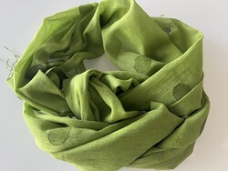 Kiwi Green Scarf Made of Cotton and Silk Blend, 205 x 65 cm