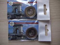 200 Forint 2009  Első - napi veret 2 db Sorszámkövető Új állapotban zárt bontatlan csomagolásban