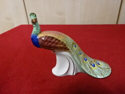 Kispest gránit figurális szobor, kézzel festett páva, hossza 11,5 cm. Jókai