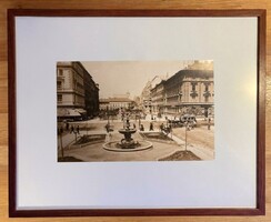 Reproduction in Frame: Jókai and Liszt Ferenc Square with Andrássy Avenue around 1896 (Erdélyi Mór photo)
