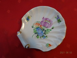 Herendi porcelán, legyező formájú asztalközép, színes virágmintával. 10.6 cm átmérő Vanneki!