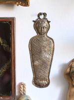 Antik, 19. század közepe, itáliai, ezüstözött ex voto, votiv, hálaajándék
