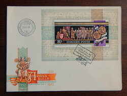 FDC 1972. Aranybulla blokkal