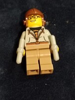 LEGO minifigura (kapucnis pulóveres, szemüveges női figura barna hajjal