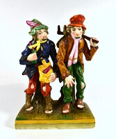 Antik bécsi stílusú (Royal Vienna- " ALT-WIEN ") porcelán : „A két vándor / Csavargók” (Modellszám: