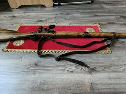 Régi retro Antik 18. sz. végi kovás gyalogsági puska nagy méretű – Működő mechanikával