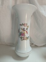 Nagy méretű Hollóházi porcelán paradicsommadaras tölcsér váza - 37 cm