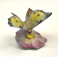 Drasche Kőbányai porcelán lepke virágon – jelzett magyar porcelán