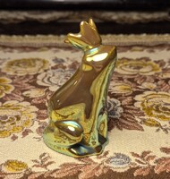 Zsolnay eozin békakirály (koronás béka) 7,5 cm, hibátlan állapotban