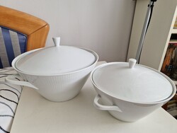 Vintage Seltmann Weiden Bavaria fedeles tálalóedény szett leveses és ragus- hibátlan fehér porcelán