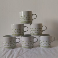 6db Alföldi porcelán bögre petrezselymes, lóherés mintával eredeti dobozában.