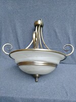 Vintage klasszikus 5 izzós üvegbúrás csillár – antikolt bronz hatású (2)