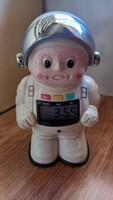 Vintage asztronauta űrhajós quartz asztali óra és persely számlálóval 80-as évek