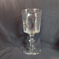 Antik / Biedermeier stílusú üveg talpas kehely, pohár (17 cm)