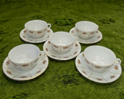 5 db . Drasche porcelán aranyozott  teáscsésze és alátét (jelzett) 1930-40 évek