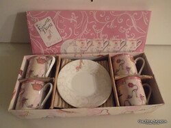 CREATIVETOPS - ÚJ - KÁVÉS SZETT - HÖLGYEKNEK - PORCELÁN - CSÉSZE - 1 dl - ALJ - 11 cm
