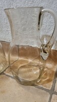 Retro Ribbed Glass Pitcher / Water Jug (23 cm) Bistro Style 1.5 L