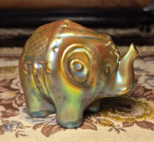 Zsolnay eozin mázas porcelán elefánt figura 9 x 6,5 cm, hibátlan állapotban