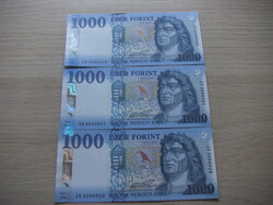 1.000 Forint  3 db Sorszámkövető 2023  A képen látható Szép Új állapotban