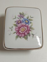 Hollóházi Hajnalka mintás porcelán ékszertartó, kisebb tégla alakú - 7,5 x 9 cm
