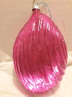 Gyűjtőknek Karácsonyfa dísz 60 évek csepp alakú pink ovális gömb 9 cm. hibátlan
