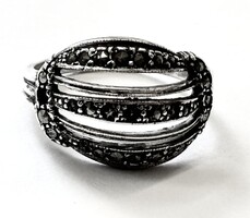 56-os gazdagon díszített markazitos ezüst gyűrű, 4,3 gramm fémjelek zara, pandora, Thomas sabo