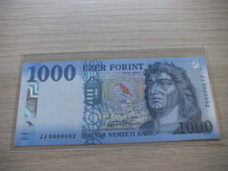 1.000 Forint 2021  Alacsony sorszám  JJ 0000092 A képen látható Szép Új Állapotban