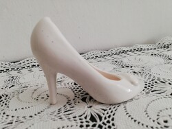 Retro fehér porcelán magassarkú cipő/dísztárgy (12 cm) – Hibátlan!