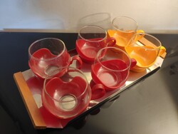Vidám vegyes retro Melitta kávés szett  vintage cromacél tálcával