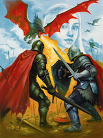 A dicsőségért! - For the glory! - Game of Thrones (Trónok harca) olajfestnény papíron 40x30cm
