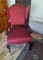 Elegáns, klasszikus füles fotel (wingback karosszék)