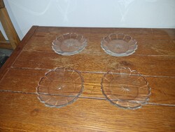 4 pcs Vintage Cut Glass/Crystal Dessert Plates with Star Pattern