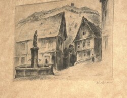 (N) Olvashatatlan jelzés (20.sz.első fele) : Városrészlet kúttal
