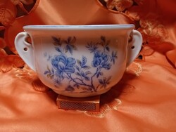 Antik,  vastagfalú porcelán  komacsésze, komatál