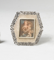 Szecessziós ezüst ' Madonna a gyermek Jézussal ' szentkép