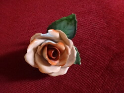 Herendi porcelán figura, barna rózsa, magassága 4,5 cm. Sérült. Jókai