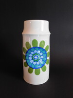 Hollóházi retro váza flower-power hippi virágmintával