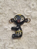 Vintage néger baba, kávébaba bross, kitűző, 4 cm