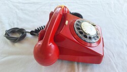 Piros retro asztali tárcsás telefon  Mechanikai Művek