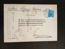 D210660 Kevermes–Magyarbánhegyes 1936 – lakossági nyilvántartási hivatalos levelezőlap